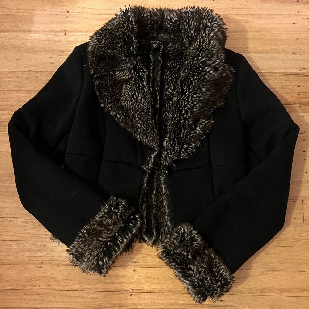 Express Fuzzy Penny Lane Cropped Coat